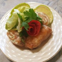 A picture of Salmon roll with white cheese and aromatic herbs😜😜👍👍.