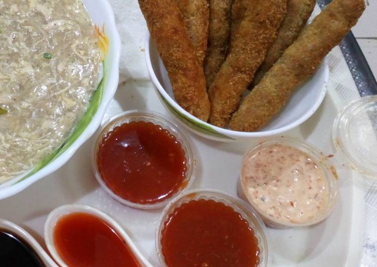 Easiest Way to Make Recipe of Soup side Chicken sticks