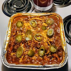 A picture of Larry's Chicken enchiladas.