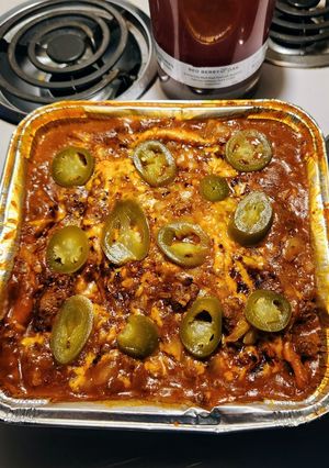 A picture of Larry's Chicken enchiladas.