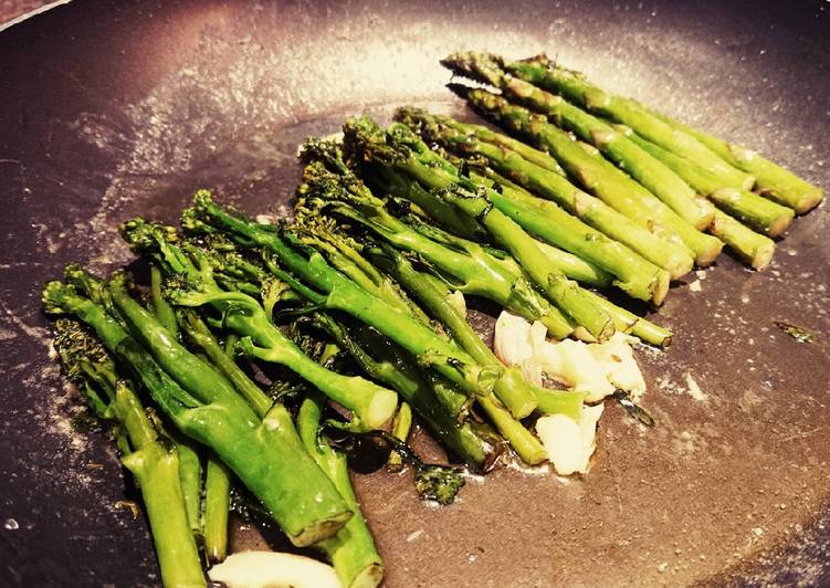 Easiest Way to Make Homemade Butter Fried Broccoli Tenderstem And Asparagus