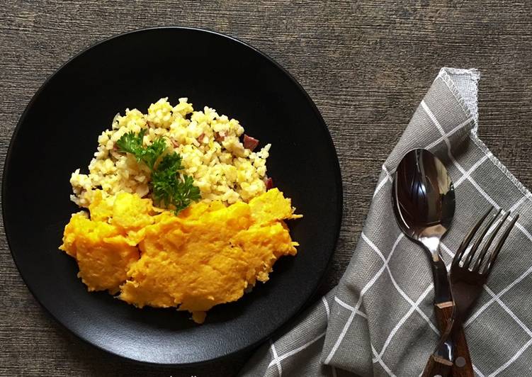 {Resep Omurice garlic butter fried rice yang Gurih