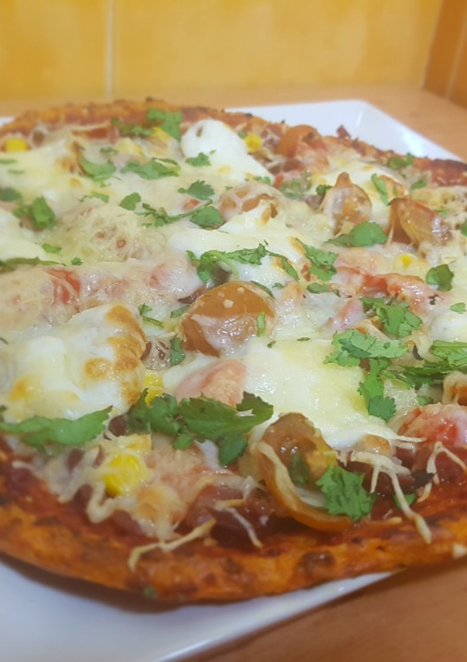 Una foto de Pizza con base de pimiento