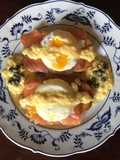 California Farm Eggs Royale with cured salmon