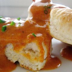 A picture of Buttermilk Biscuits With Chorizo Cream Gravy.