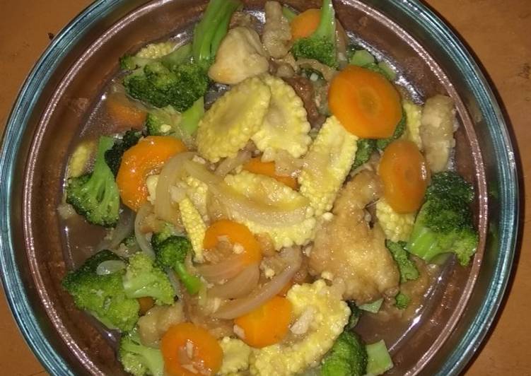 Cara mudah memasak Ayam Popcorn Brokoli Saus Tiram Anti Gagal