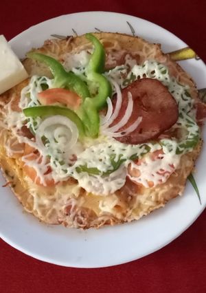 A picture of Pizzta (pasta pizza).