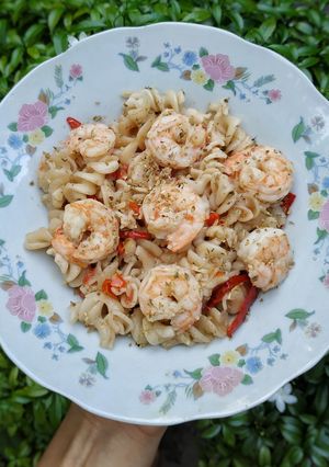 Foto resep Gluten Free Shrimp Aglio Olio Fussili