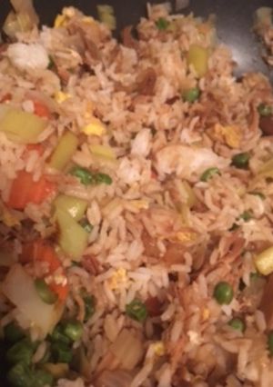 A picture of Chicken Fried Rice with Vegetables.