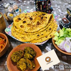 A picture of Village style dhaby wali besni roti with tomatoes chutni.