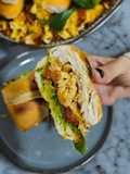 Sándwich gourmet de pesto y tomatitos confitados ♡