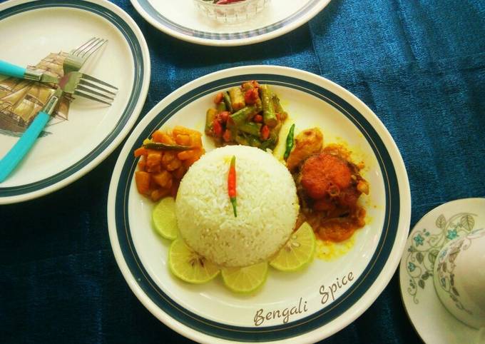 Easiest Way to Make Eric Ripert Typical Bengali Platter including Roho Labeo curry and Veggies ♥