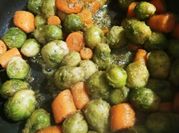 A picture of brussels sprouts and carrots