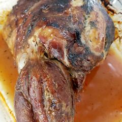 A picture of My Minted Christmas Leg of Lamb.