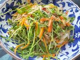 Stir-fry of Pea shoots, Vegetables, and Pork belly