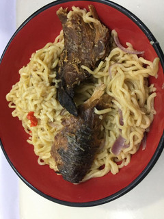 A picture of Noddles with dry fish.