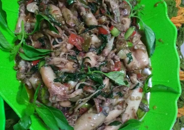 Bumbu mengolah Cumi asin tumis pete kemangi yang Enak Banget