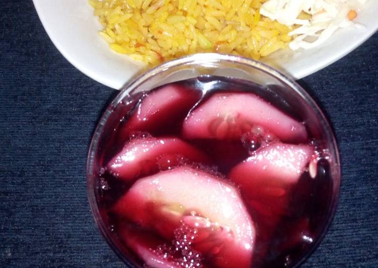 Recipe of Appetizing Plain jollop rice with coleslow and zobo