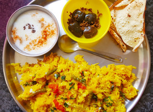 A picture of Toor dal and rice khichdi.
