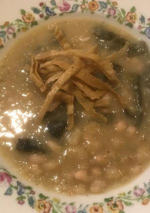 Una foto de Alubias con chile poblano