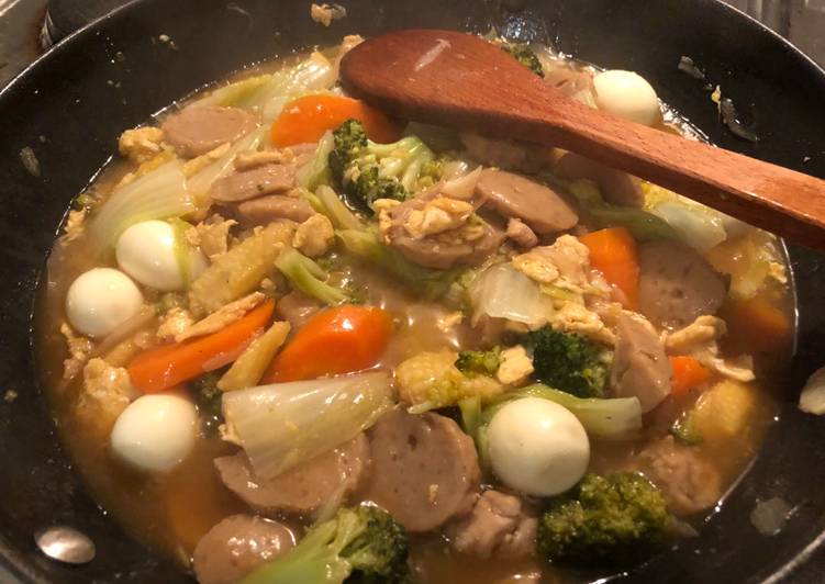 Capcay caisim bakso telur kuah