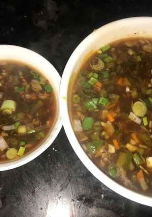 A picture of Hot and Sour Soup-a chinese soup.