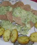 Peceto con salsa de puerros y papines