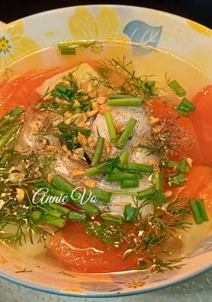 Hình của món Đầu cá nấu ngót thì là.