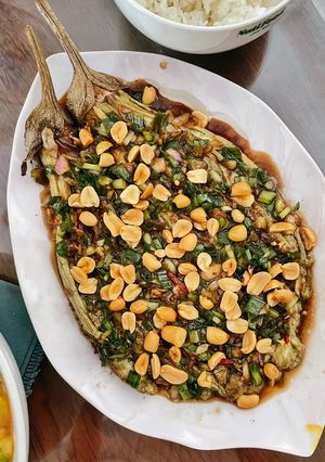 Hình của món Cá tím mỡ hành.