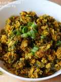Lila Kanda Chana Na Lot Nu Shaak/Spring Onion Chickpea Flour Fry/Kandacha Patichya Zunka