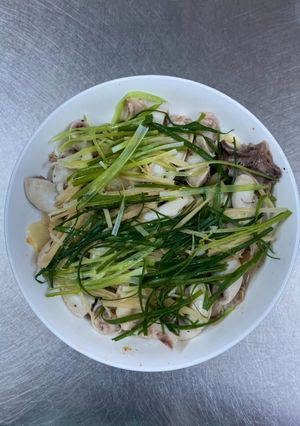 Hình của món Dồi trường hấp dầu mè - phủ hành gừng [Eat Clean - Lose weight].