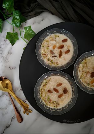A picture of Samak Rice Kheer with Jaggery.
