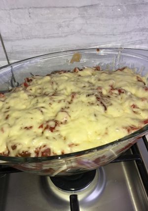 Zdjęcie przepisu Zapiekanka z makaronem słodko-kwaśne.