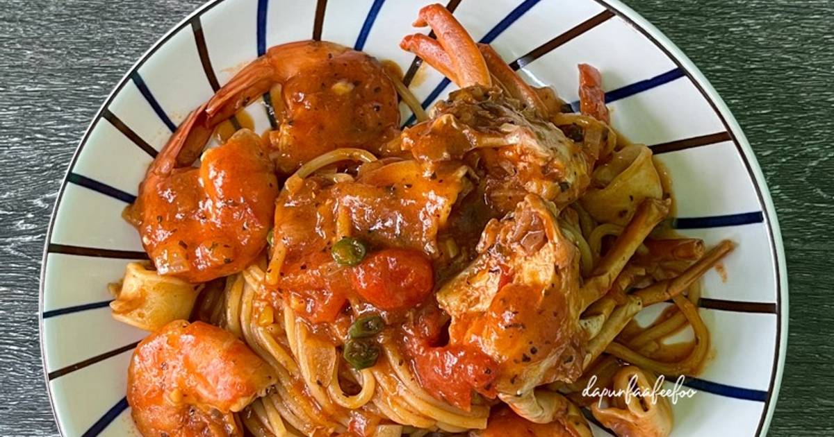 Resipi Spaghetti Seafood Marinara Oleh Kakak Faa - Cookpad