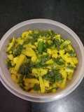 Pyaaz shaak and alu bhaja