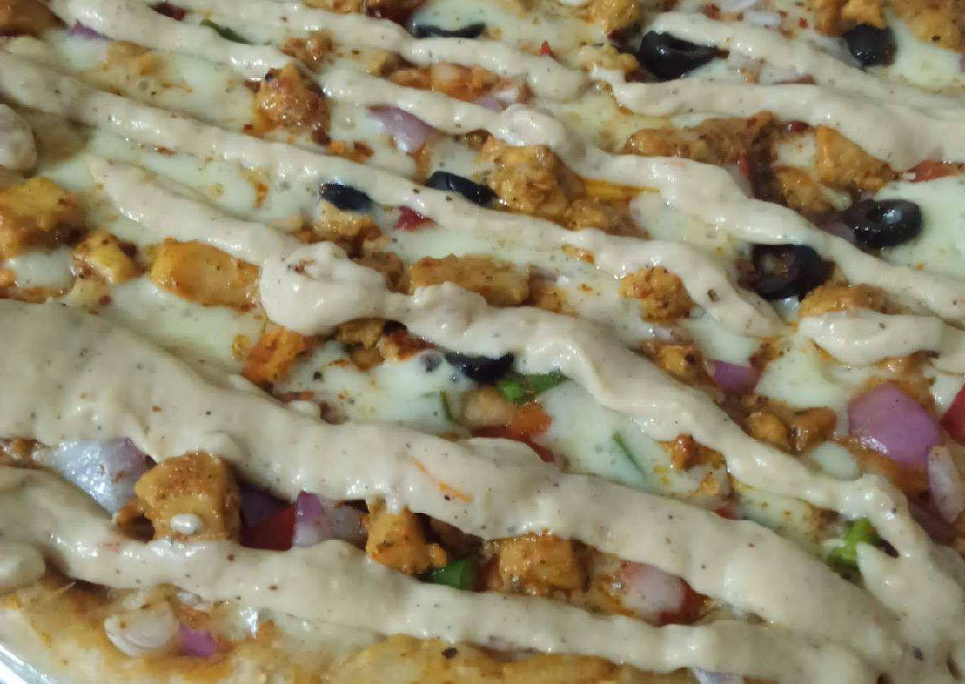 Cheese sauce creamy chicken 🍕🍕