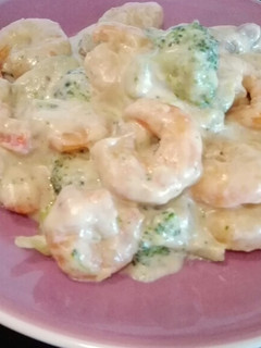 Una foto de Gambas con crema de soja