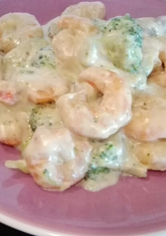 Una foto de Gambas con crema de soja