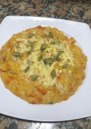 Una foto de Risotto de calabaza y arroz doble Carolina