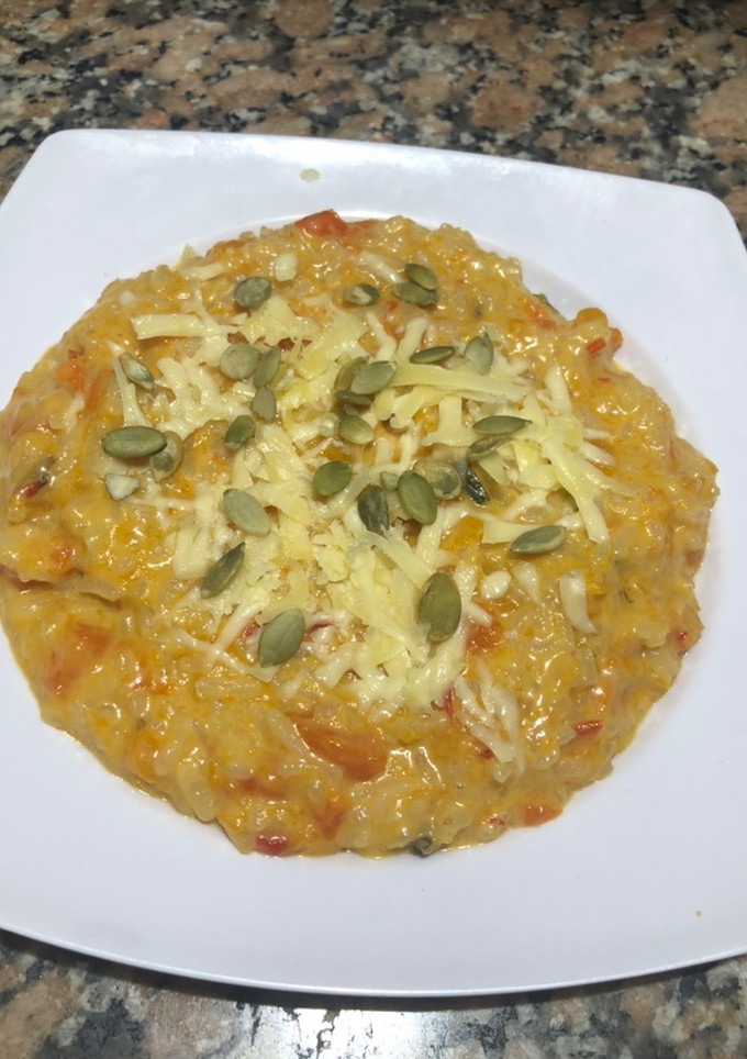 Una foto de Risotto de calabaza y arroz doble Carolina