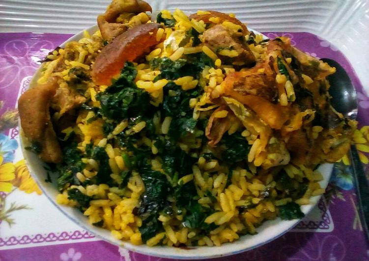 Recipe of Super Quick Homemade Palm oil rice and ugu