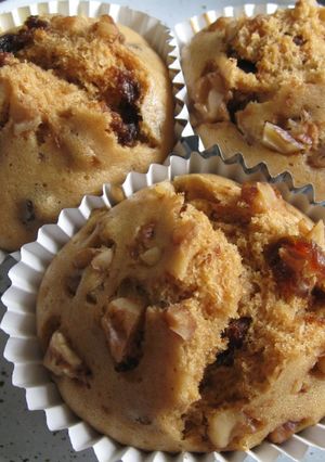 A picture of Steamed Muscovado Dates & Walnuts Cupcakes.