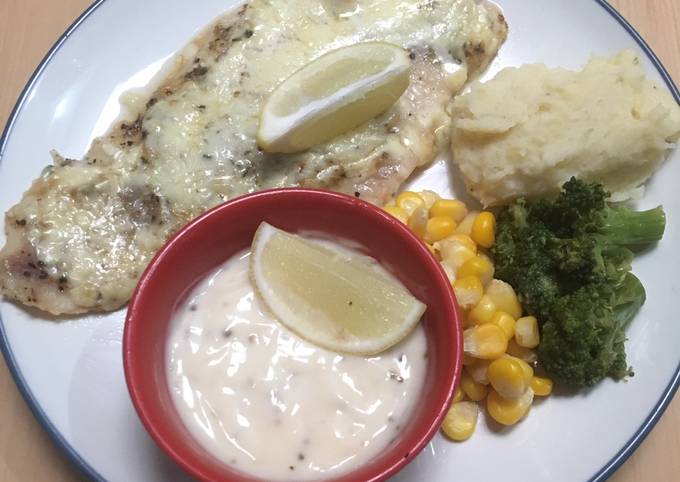 Bagaimana Membuat Dori panggang keju Quick melt with Tartar sauce Anti Gagal