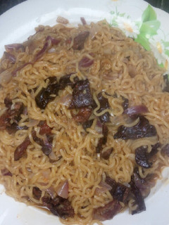 A picture of Indomie and suya 2.