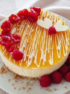 Una foto de Tarta mousse de mango (sin horno)