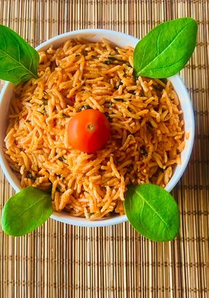 A picture of Creamy Tomato 🍅 Spinach🍃 Italian Rice Bowl 🍚 Comfort Meal with Real Joy❣️.