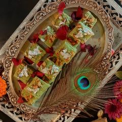 Pista badam burfi A picture of Pista badam burfi.