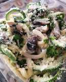 Spaghetti Bibi de zucchinis con champiñones y perejil 🍄🌿🍝
