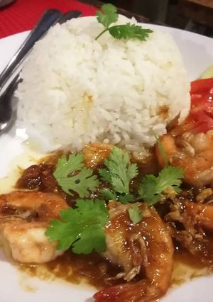 รูปของ กุ้งกระเทียมราดข้าว