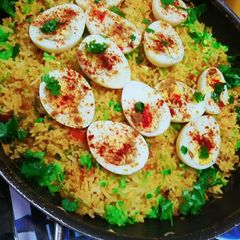 A picture of Egg biryani.